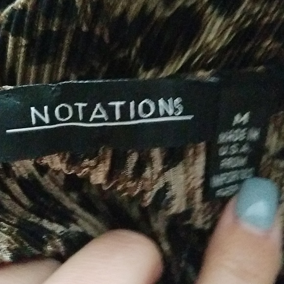 Notations Leopard Buckle Faux Wrap Blouse Top - Picture 4 of 5